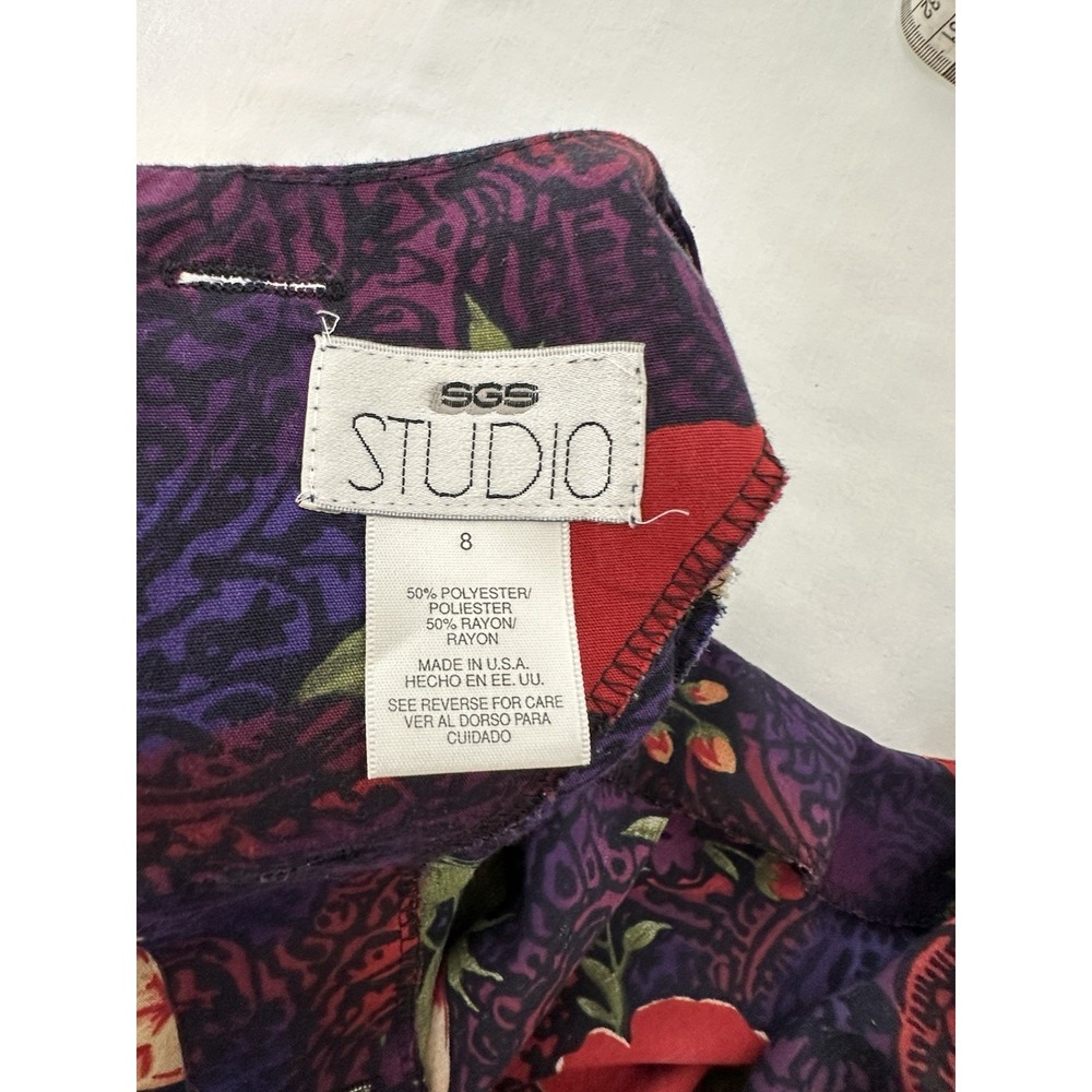 Vintage 90s Cottagecore Midi Dress Pockets Belted Sz 8 Moody Floral Fairy‎ - Picture 3 of 7